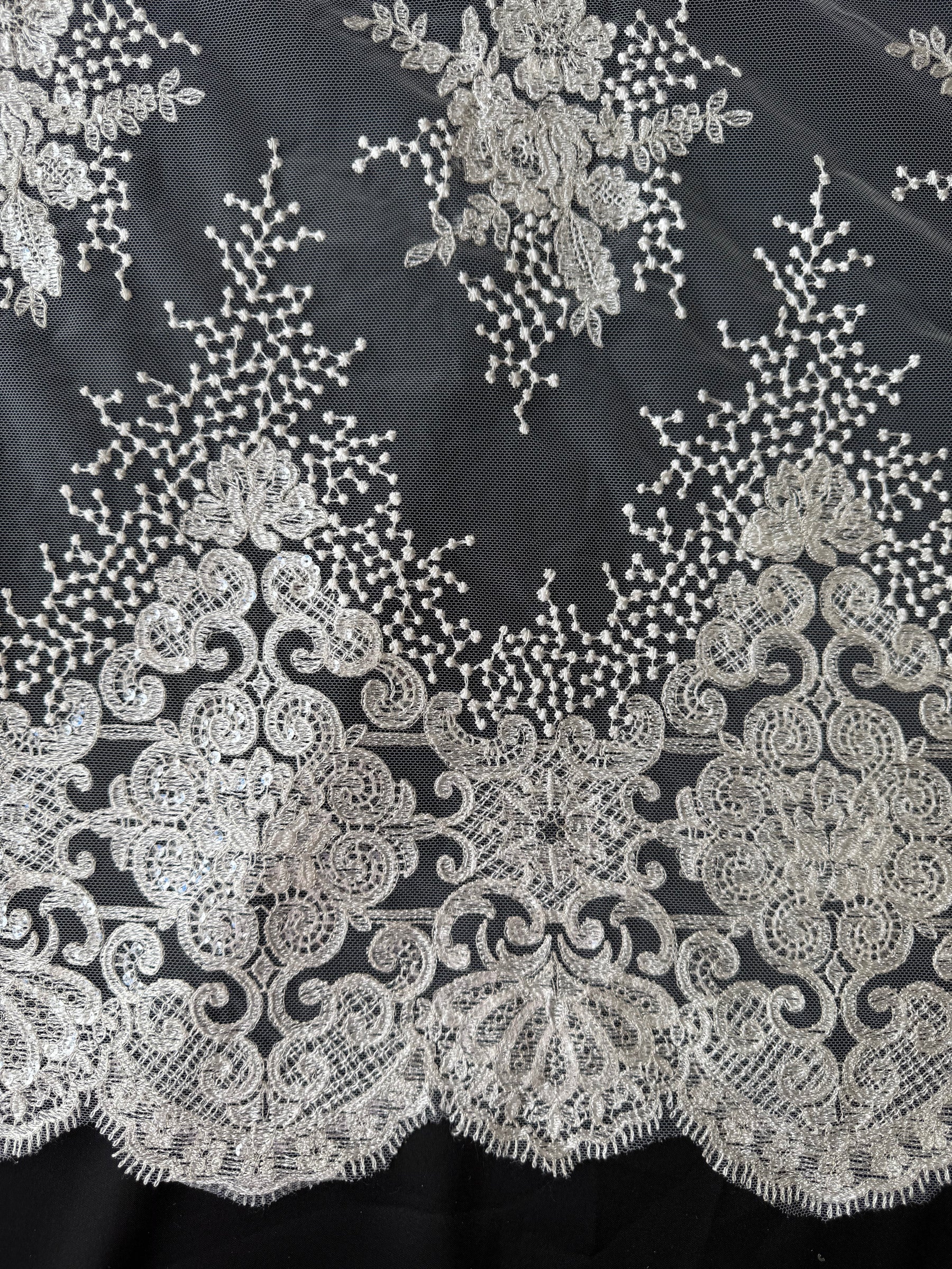 Ivory Sequin Embroidery Lace - EB3034