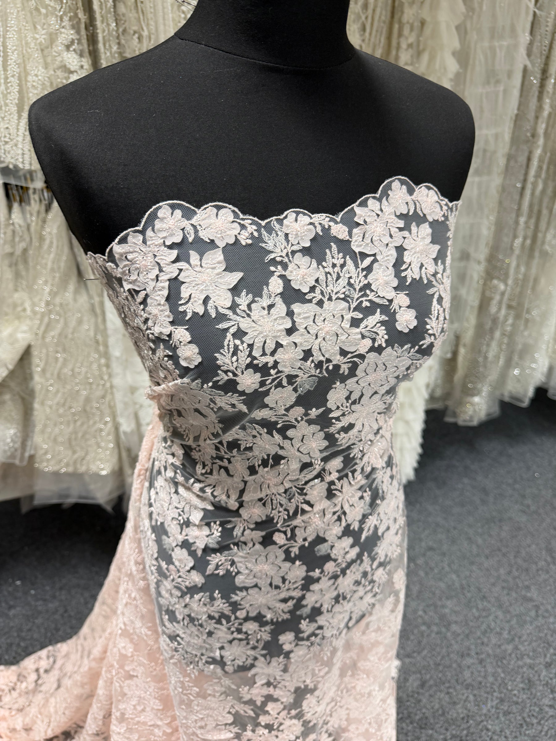 Shell Pink Embroidered Lace - EB3053