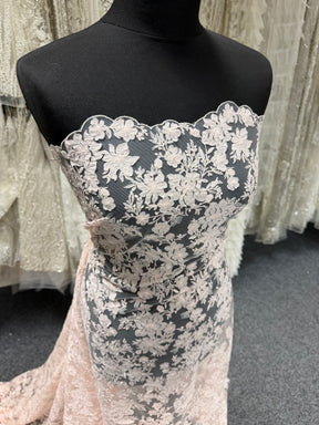 Shell Pink Embroidered Lace - EB3053