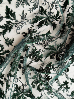 Hunter Green Velvet Embroidery Lace - Madina