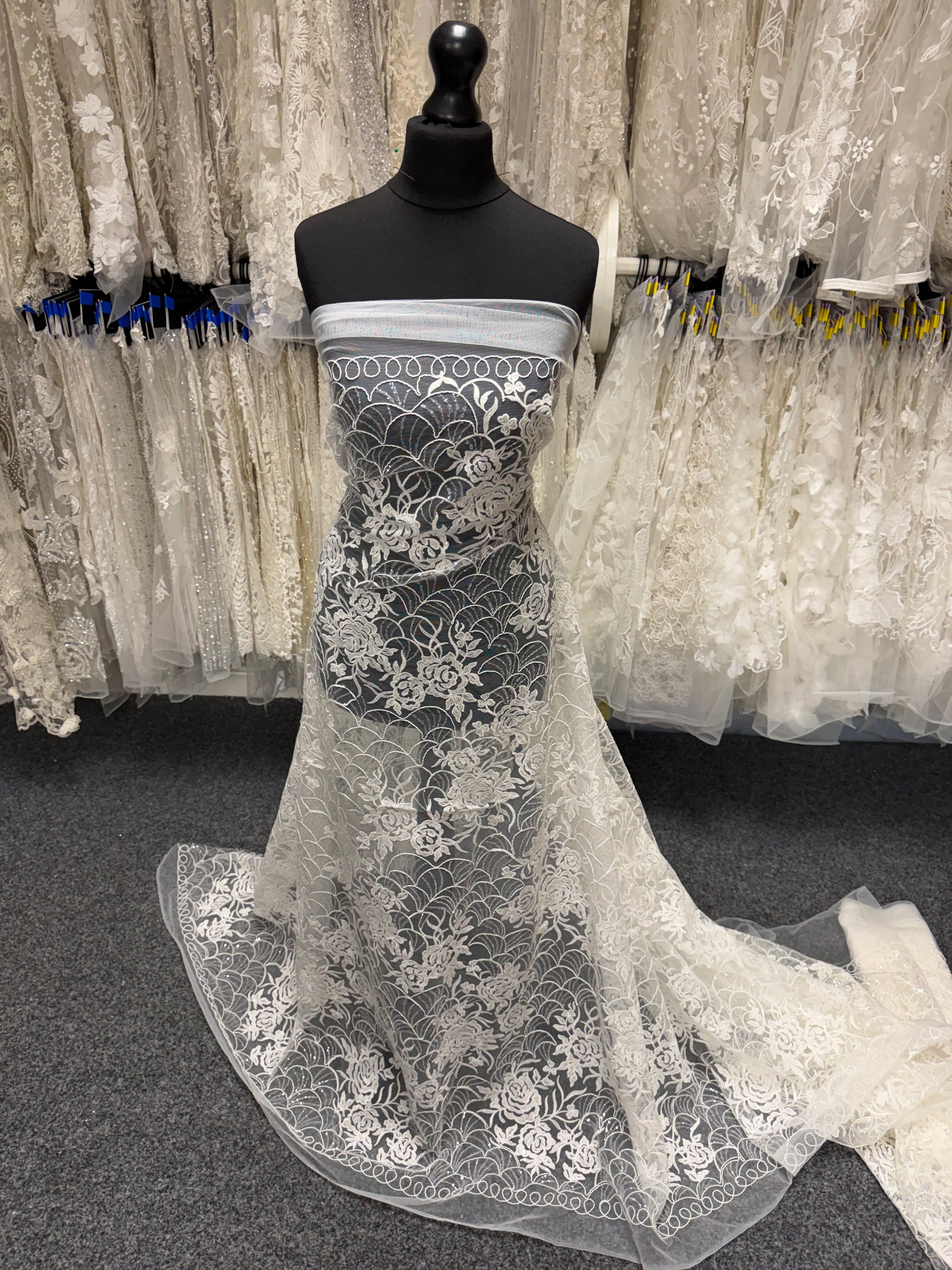 Ivory Sequin Raschel Lace - EB3047