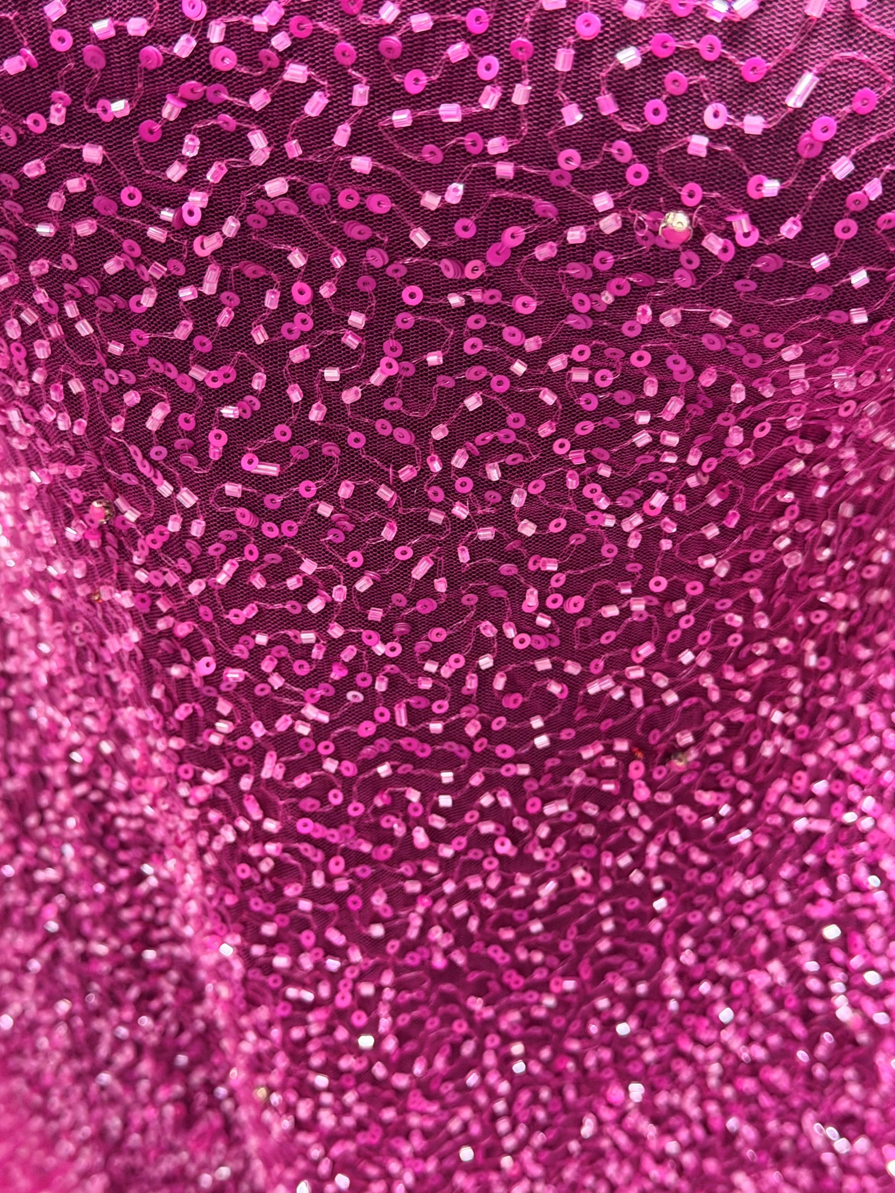 Fuchsia Embroidered Beaded Tulle - EB1012