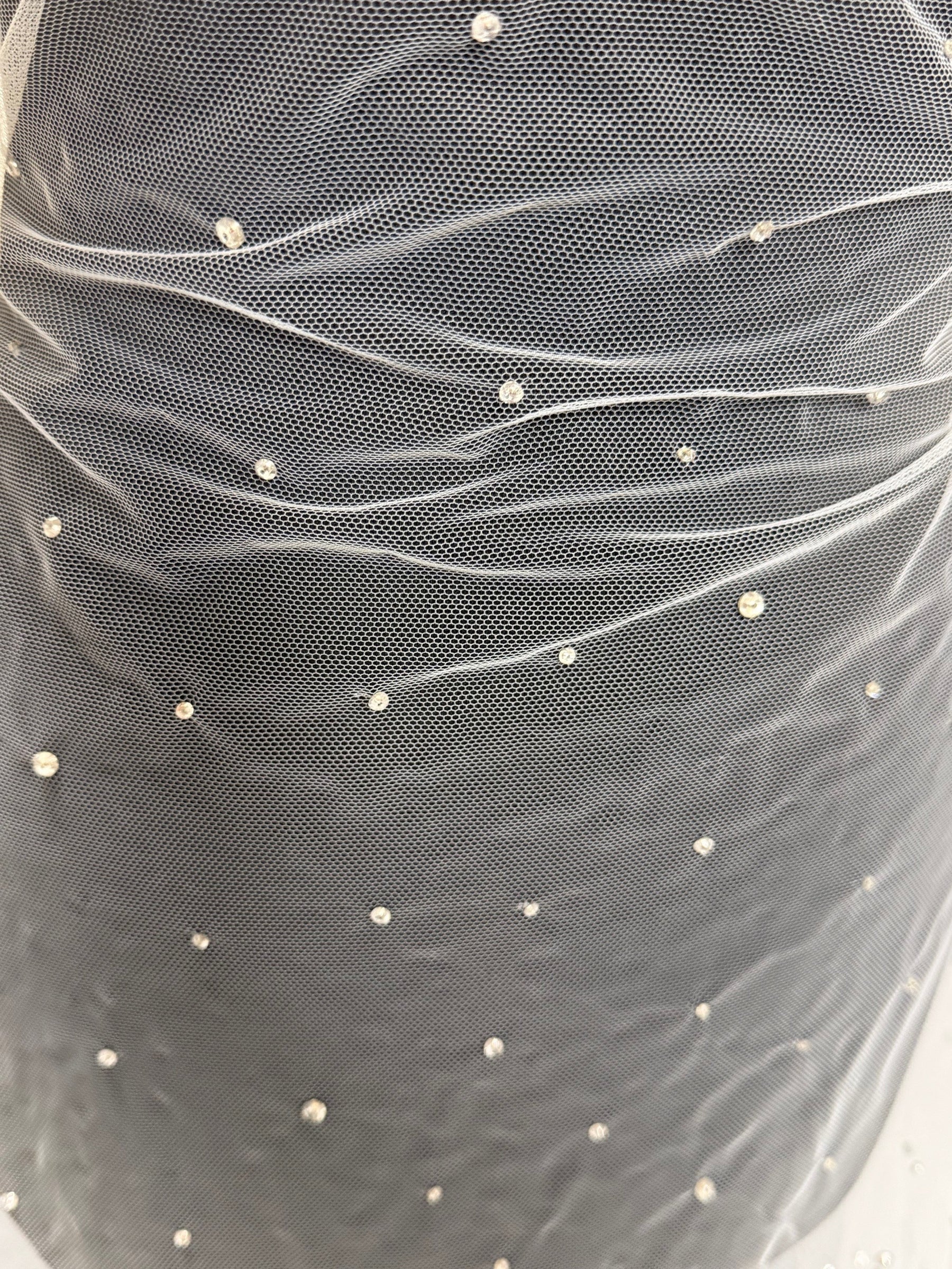 Ivory Emb Beaded Tulle - EB1061