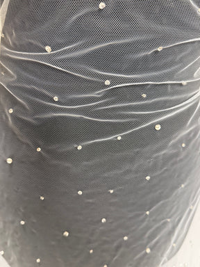 Ivory Emb Beaded Tulle - EB1061