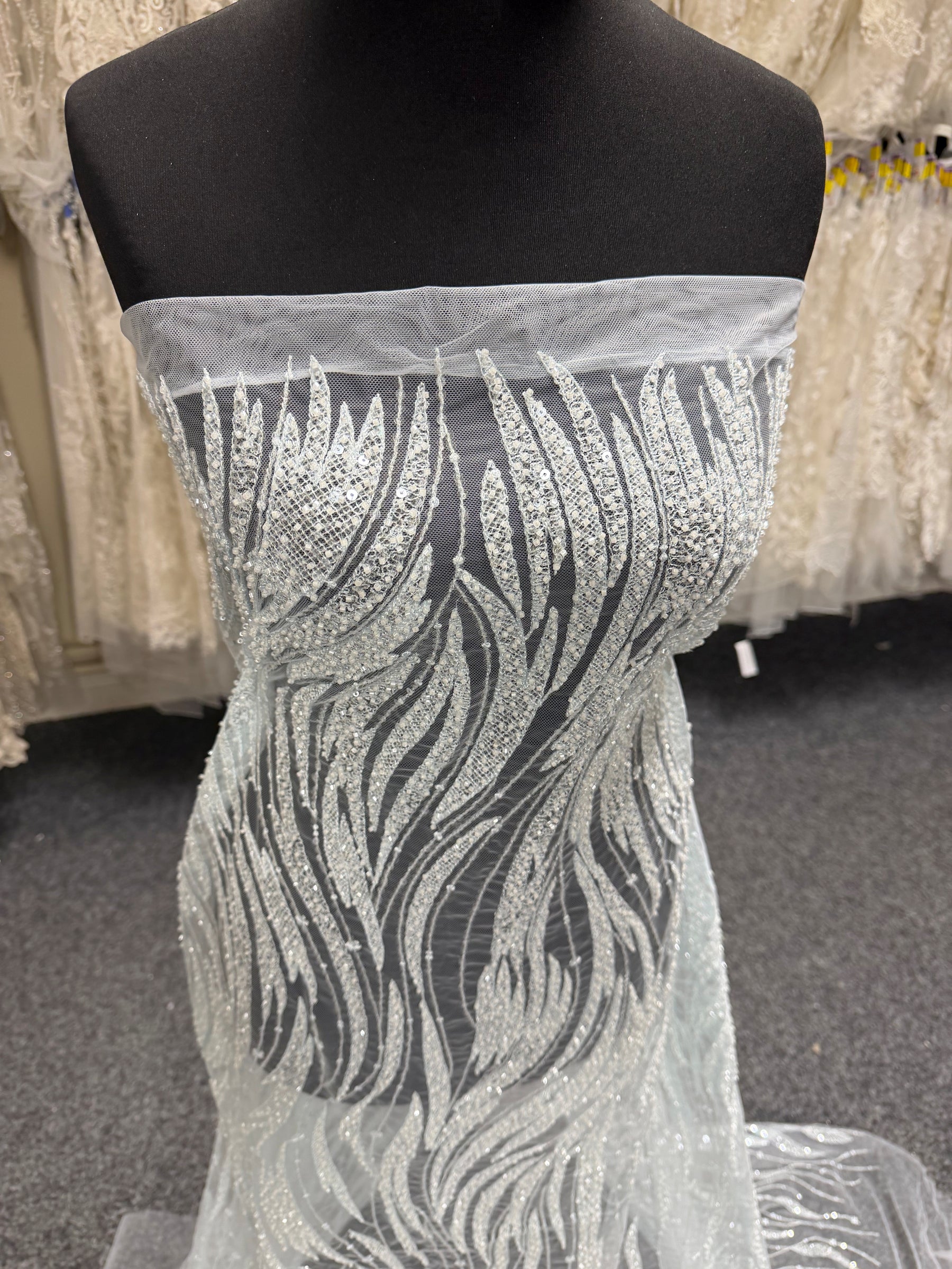 Baby Blue Emb Beaded Tulle - EB1068