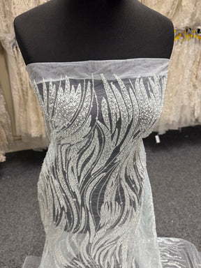 Baby Blue Emb Beaded Tulle - EB1068