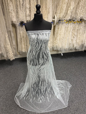 Baby Blue Emb Beaded Tulle - EB1068