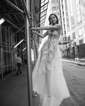 Ivory Embroidered Glitter Lace - Ariadne