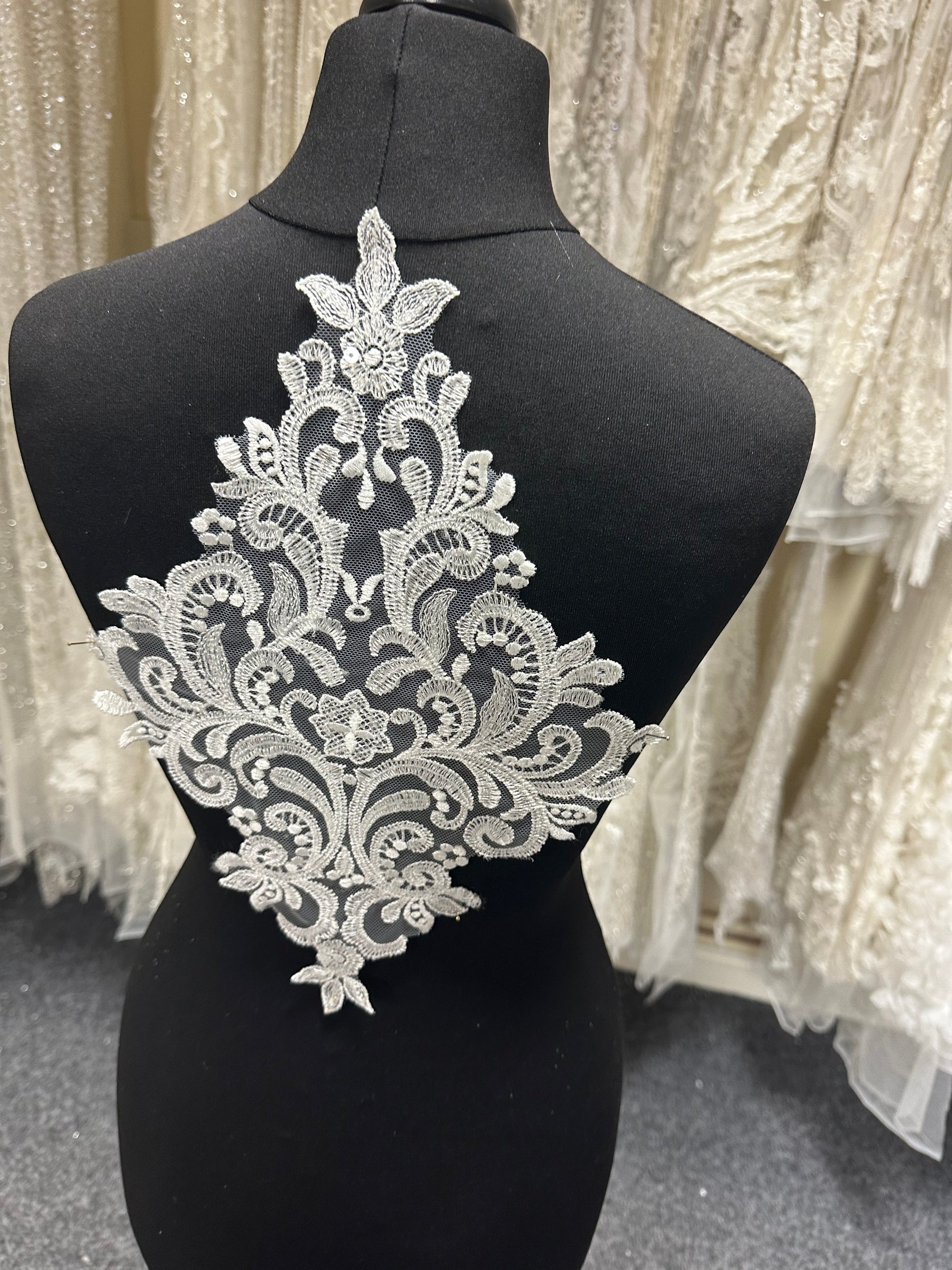 Ivory Sequined Lace Applique - Derrick