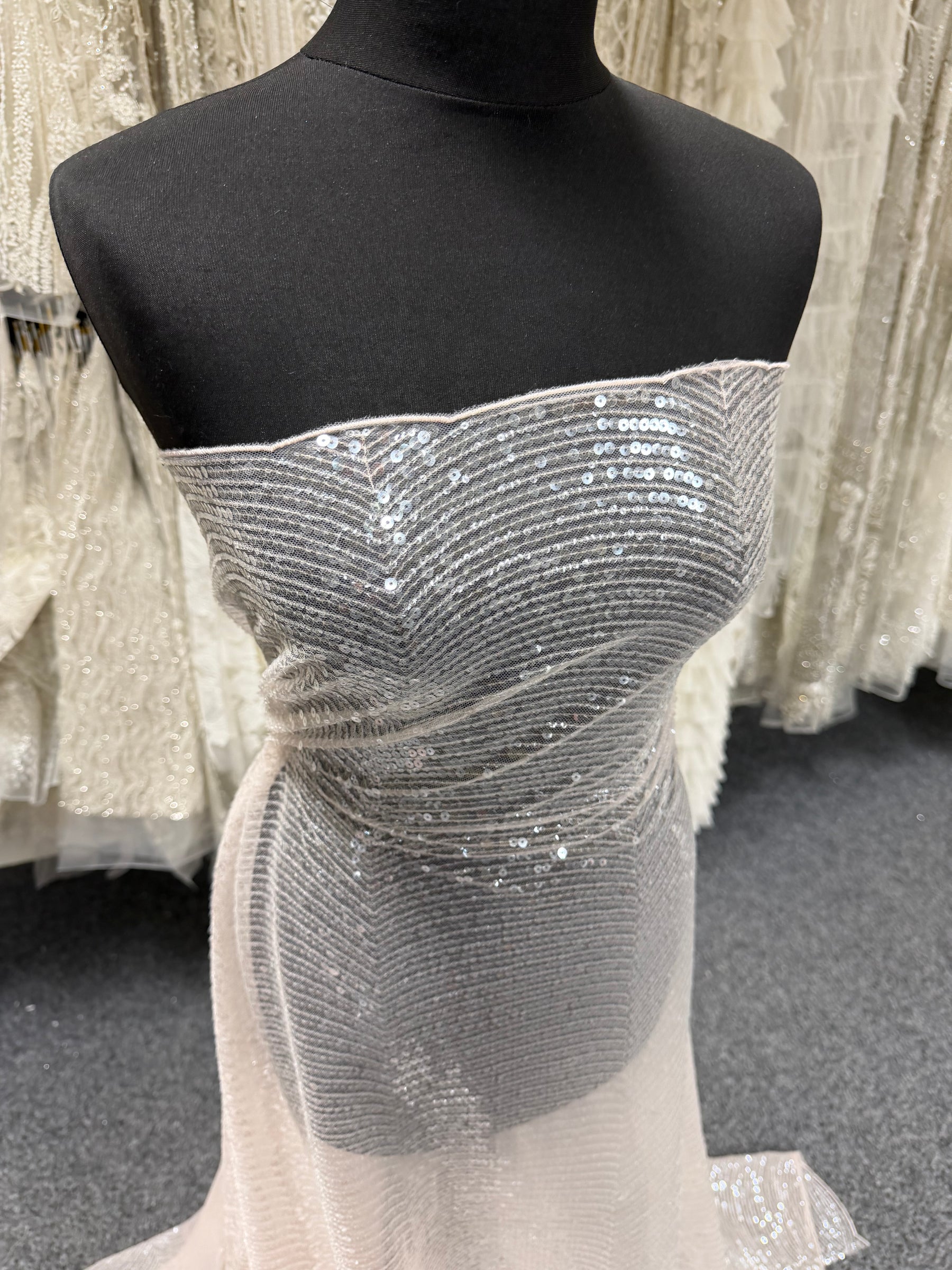 Baby Pink Embroidered Sequin Tulle – EB3020
