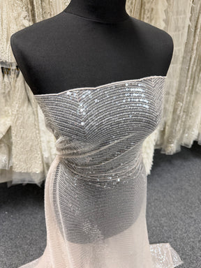 Baby Pink Embroidered Sequin Tulle – EB3020