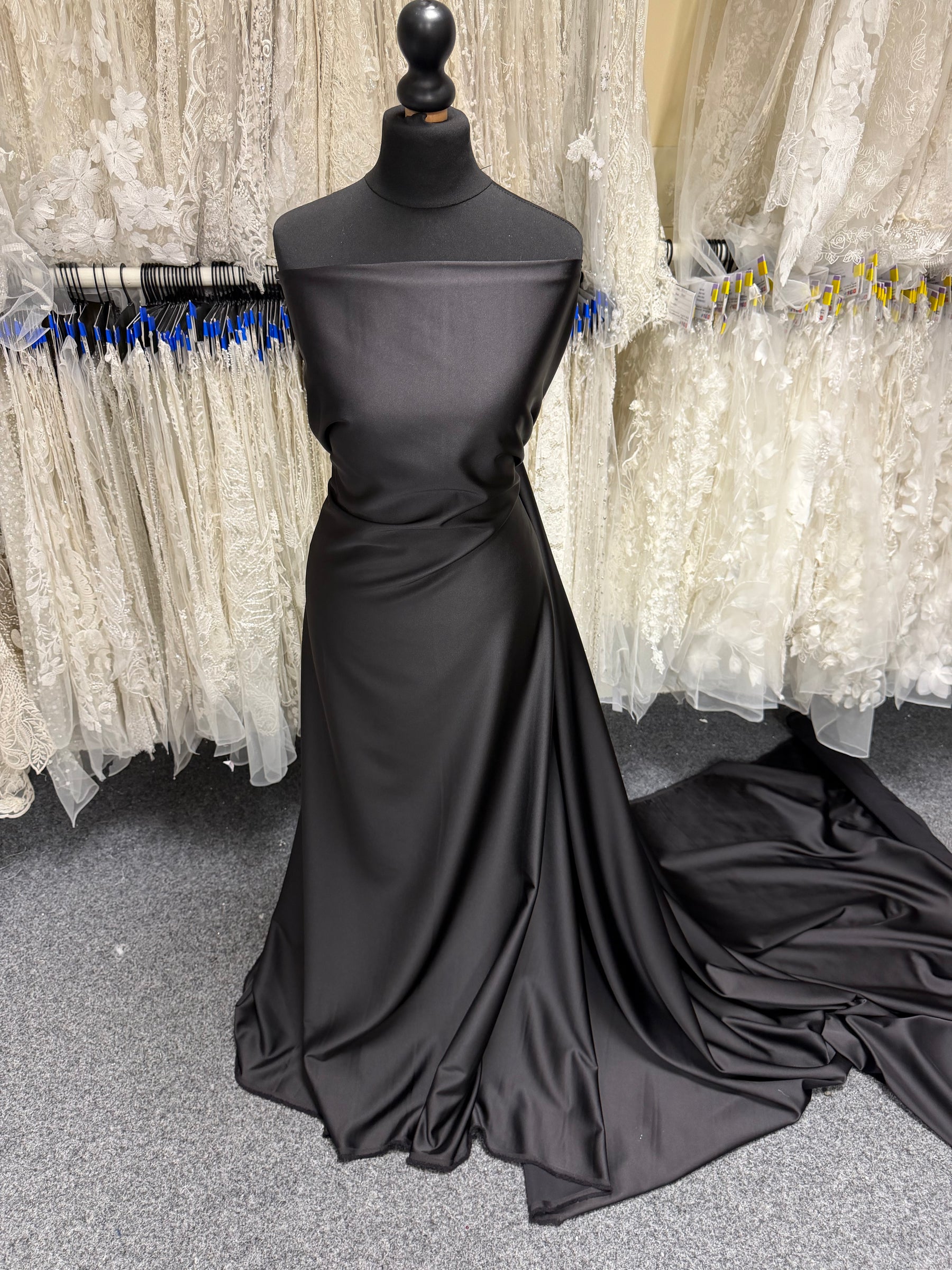 Black Polyester Stretch Satin - Estonia