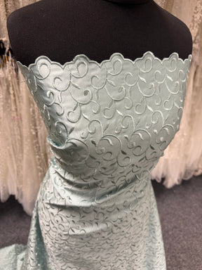 Misty Green Embroidered Duchess Satin - P476