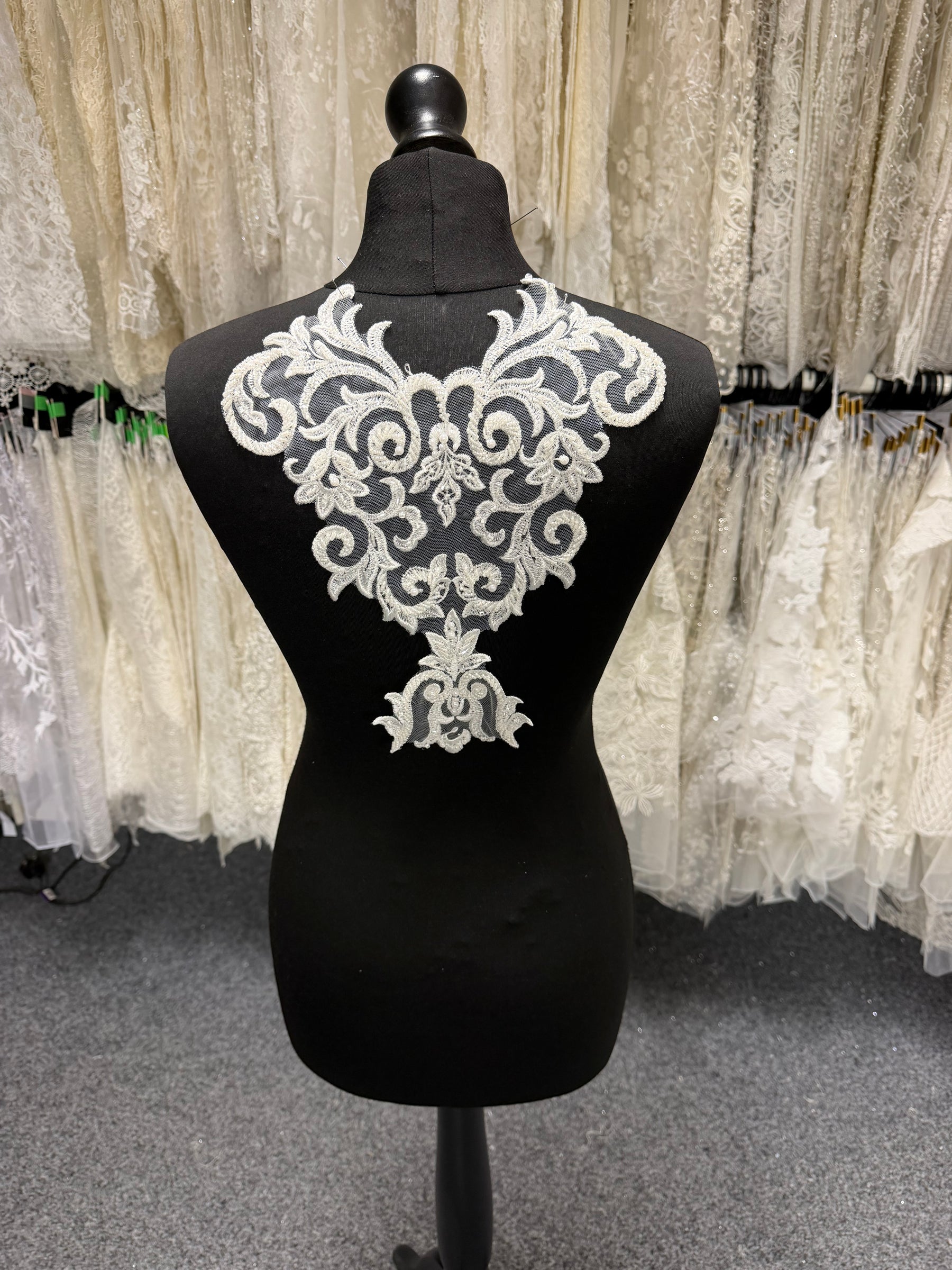 Ivory Beaded Lace Applique - T815