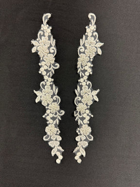 Ivory Beaded Lace Appliques - AP 254 (CF)