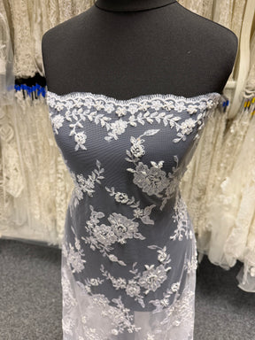 White Beaded Embroidery Lace - P483
