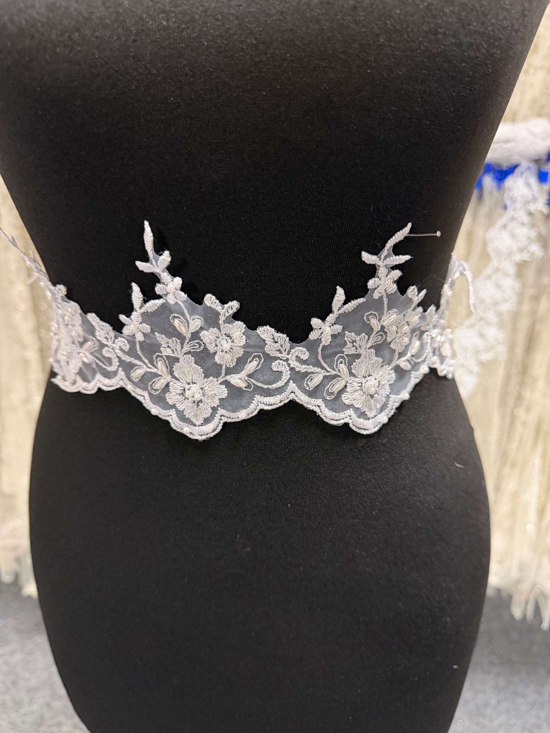 White Beaded Lace Trim - T10