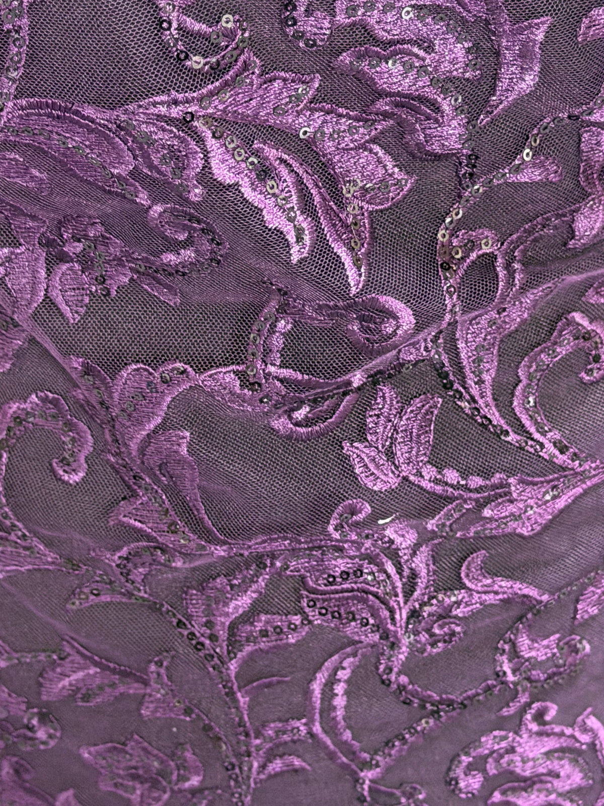 Purple Sequin Embroidery Lace - Richina
