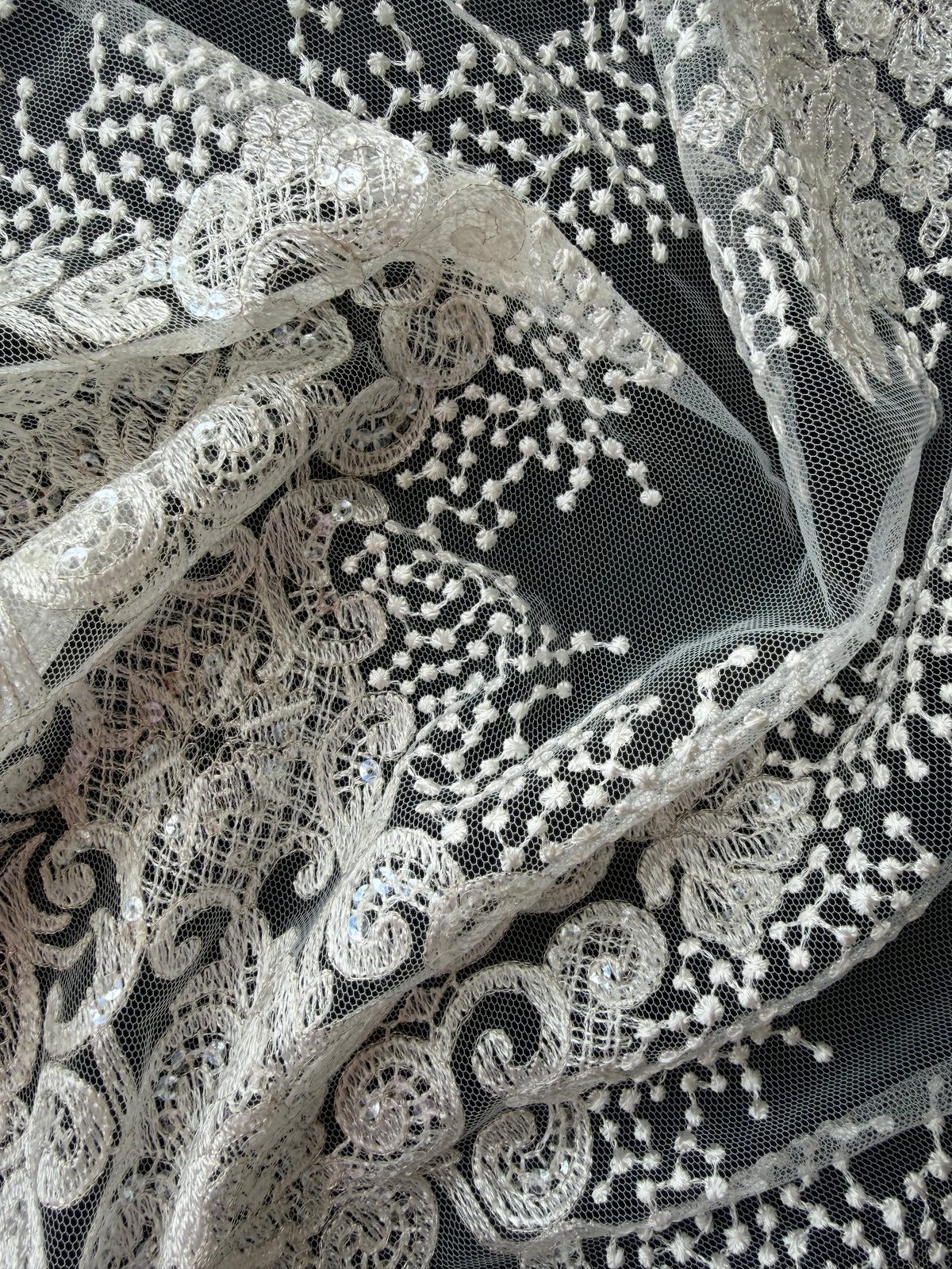 Ivory Sequin Embroidery Lace - EB3034
