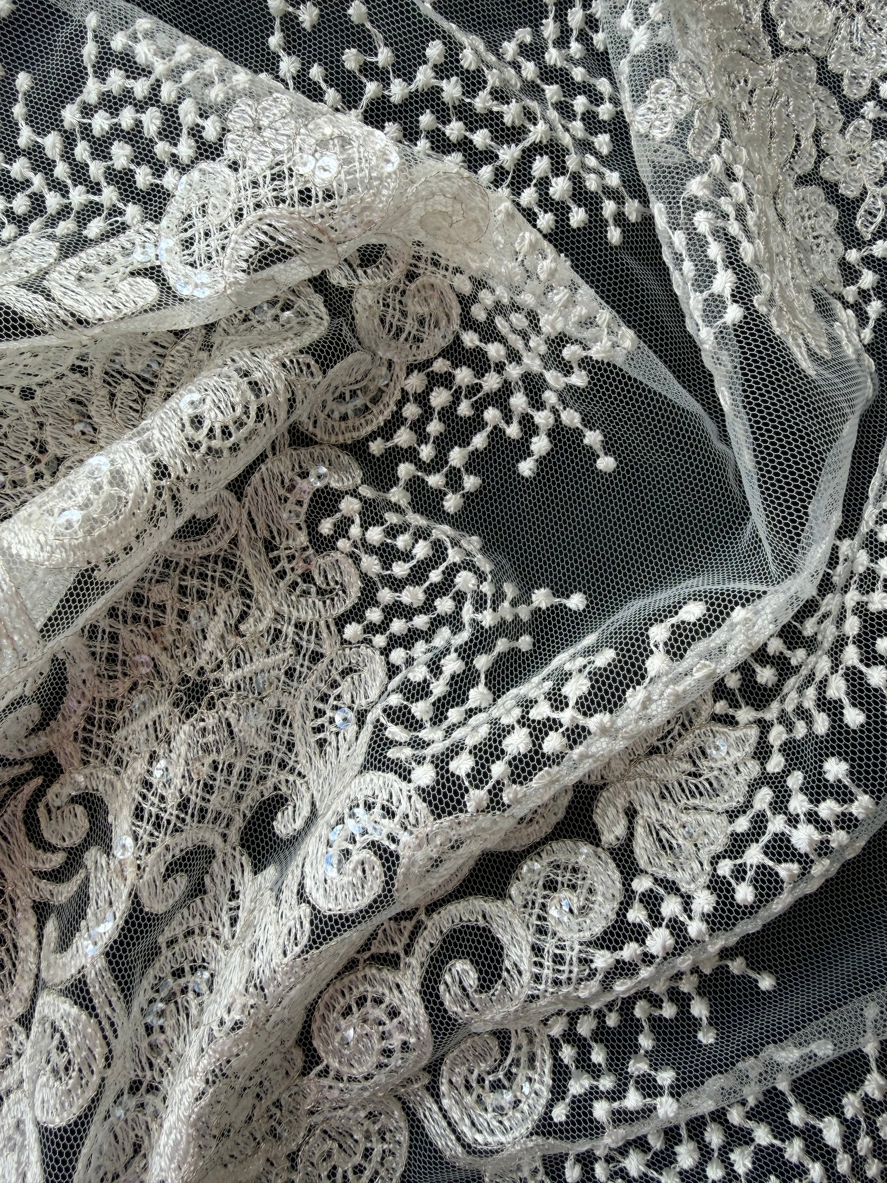 Ivory Sequin Embroidery Lace - EB3034