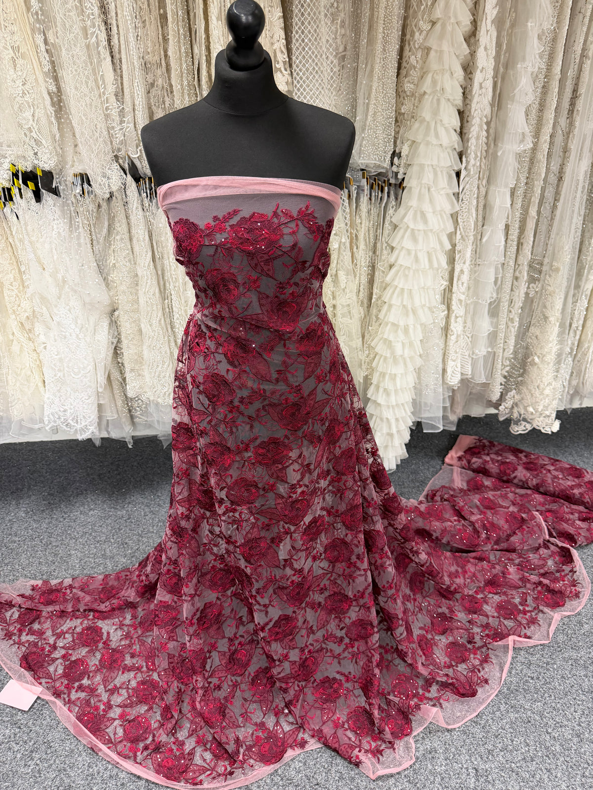 Wine Embroidered Sequin Lace – EB3059