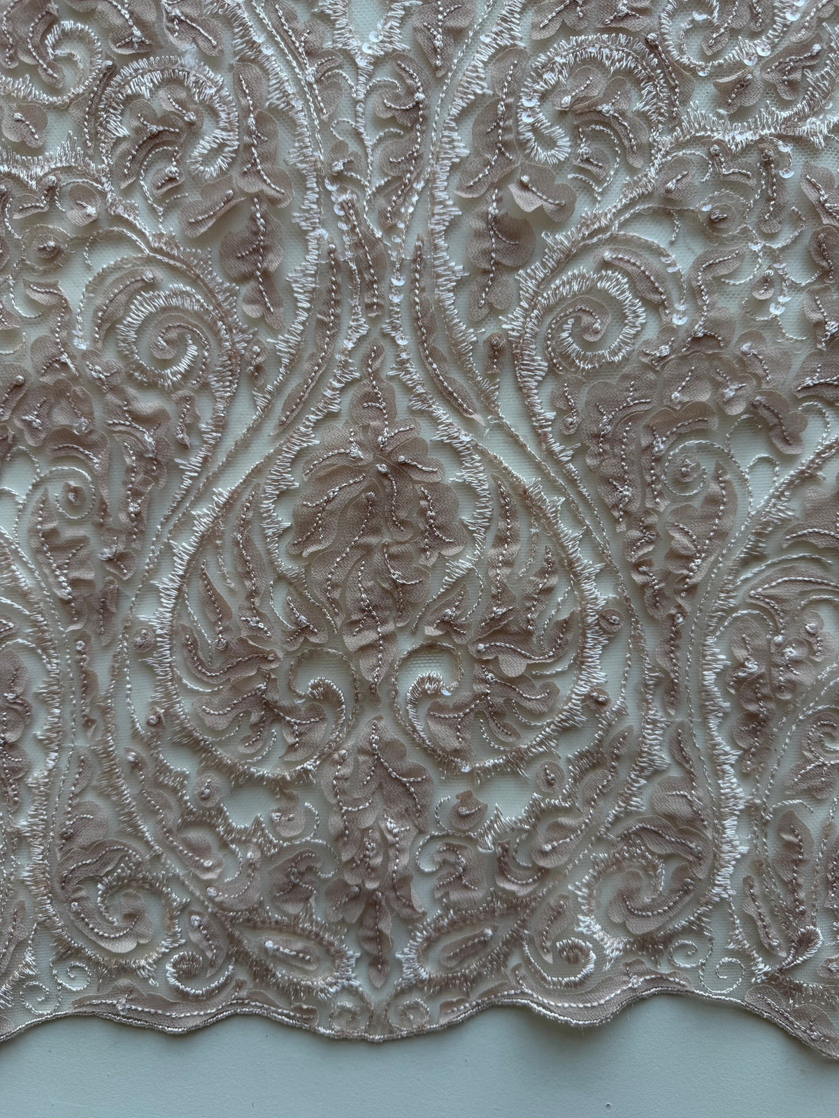 Dusky Pink Embroidered Sequin Tulle – EB3008