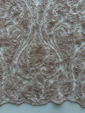 Dusky Pink Embroidered Sequin Tulle – EB3008