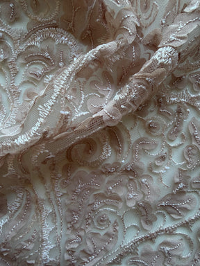Dusky Pink Embroidered Sequin Tulle – EB3008