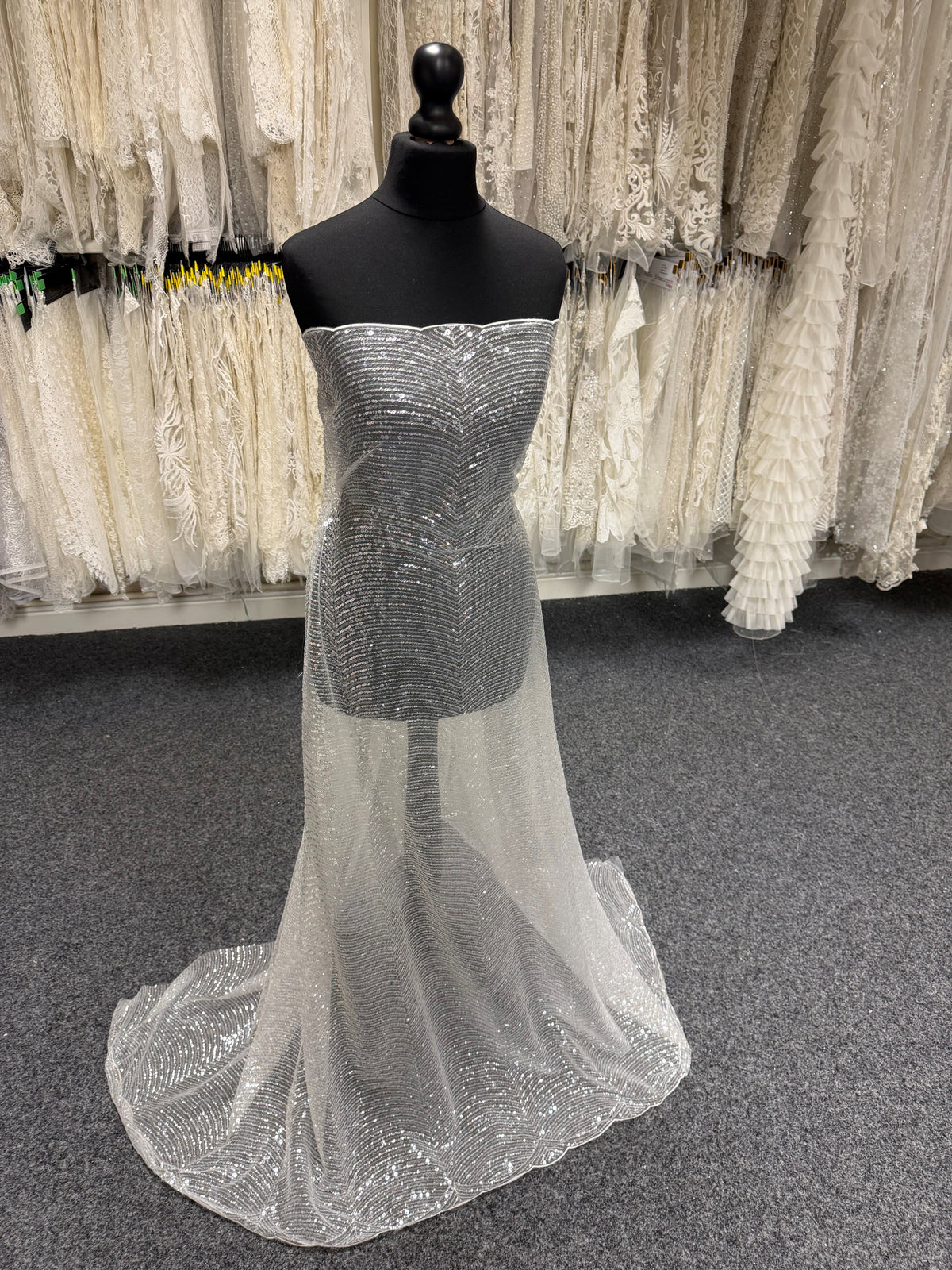 Ivory Embroidered Sequin Tulle – EB3020