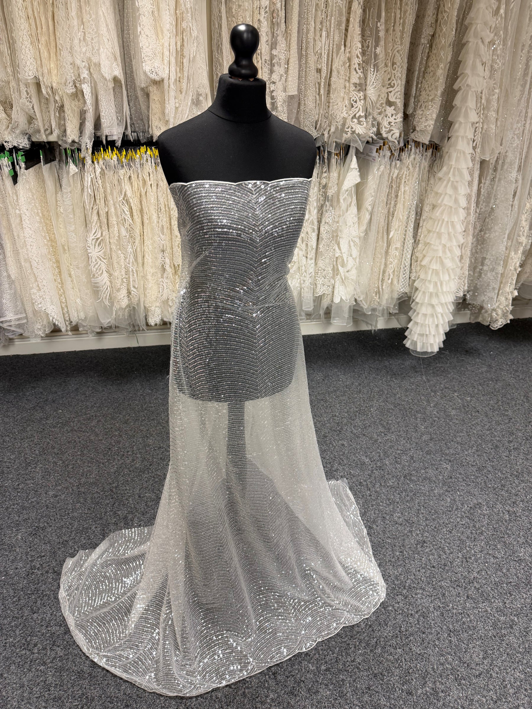Ivory Embroidered Sequin Tulle – EB3020