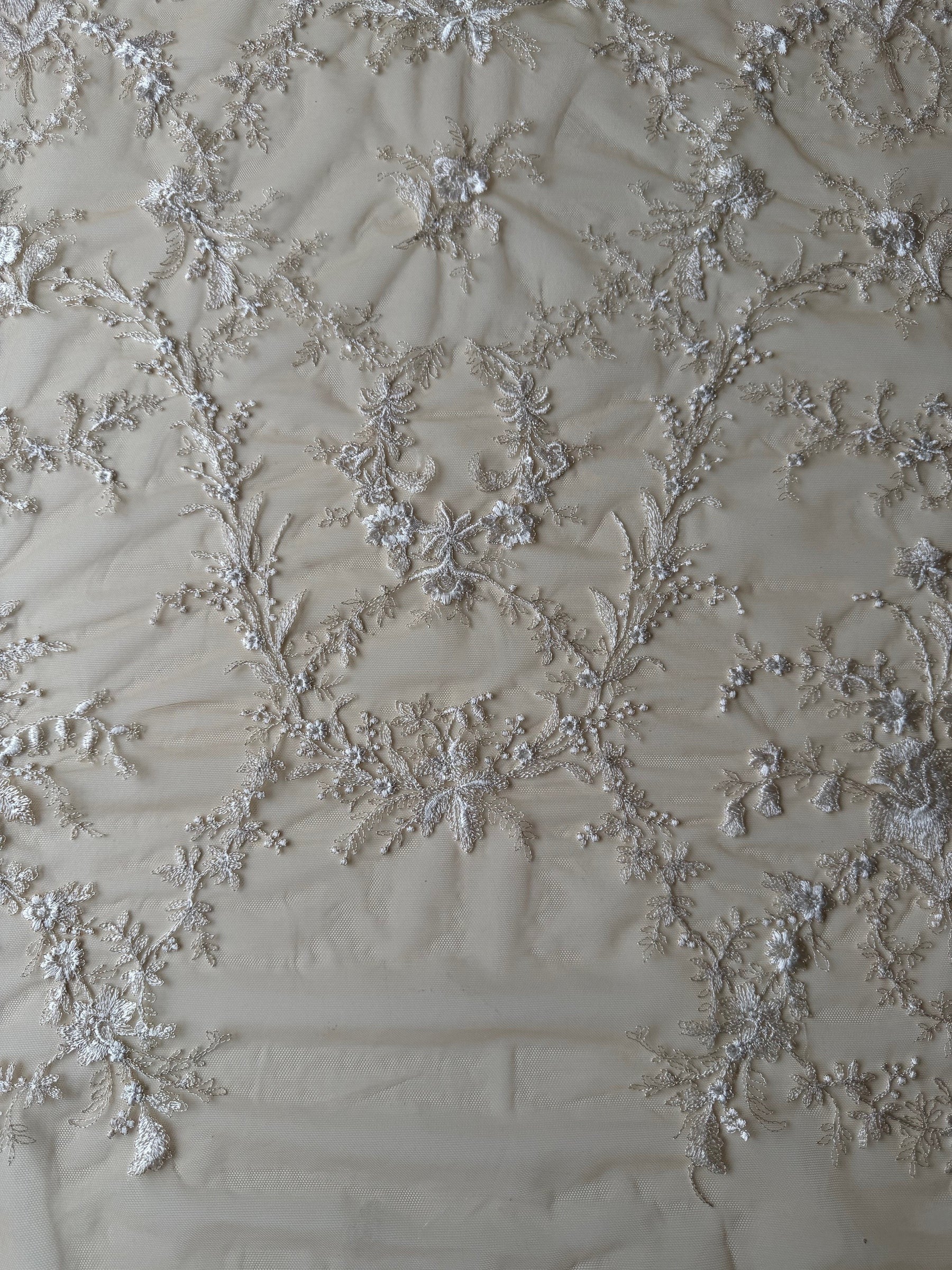 Ivory on Nude Embroidery Lace - EB3027