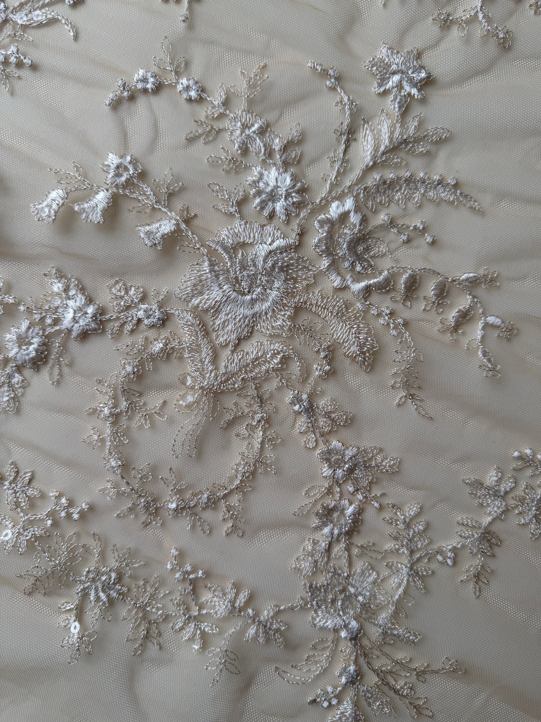 Ivory on Nude Embroidery Lace - EB3027