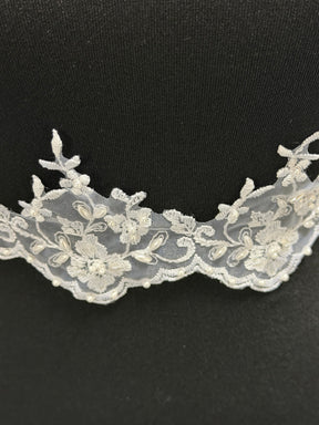 White Beaded Lace Trim - T10