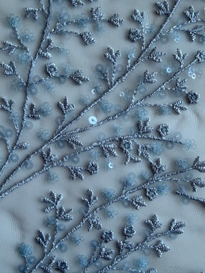 Limestone Blue Sequin Lace - EB3065