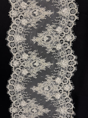Ivory Corded and Beaded Lace Trim - T680