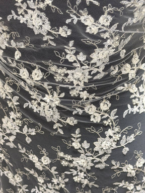 White Beaded Embroidery Lace - P503