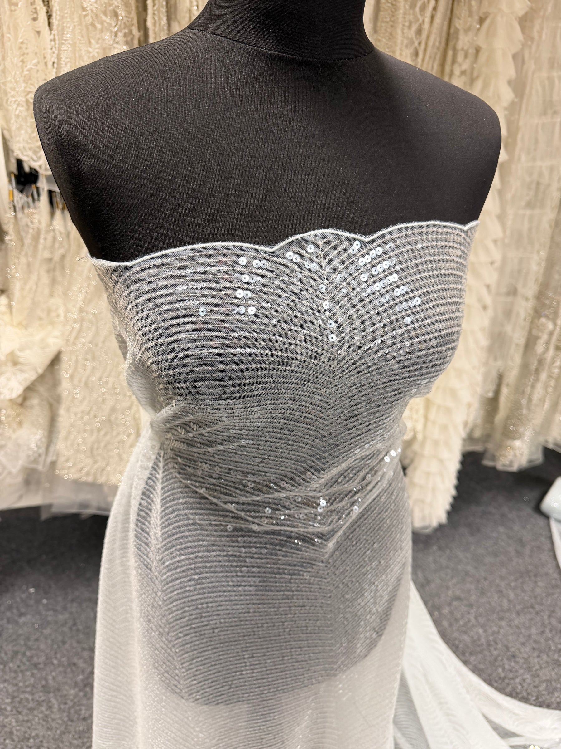 Baby Blue Embroidered Sequin Tulle – EB3020