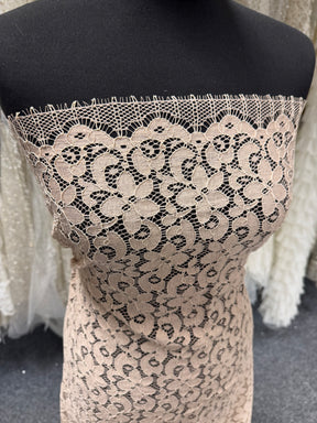 Coffee Corded French Lace - LA4008