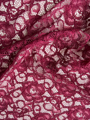 Wine Corded Stretch Lace - P619