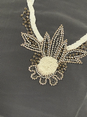 Ivory Beaded Lace Applique - T449