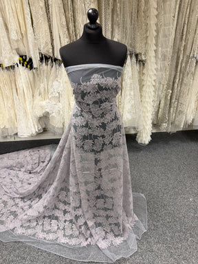 Lavender Floral Embroidery Lace - EB5037