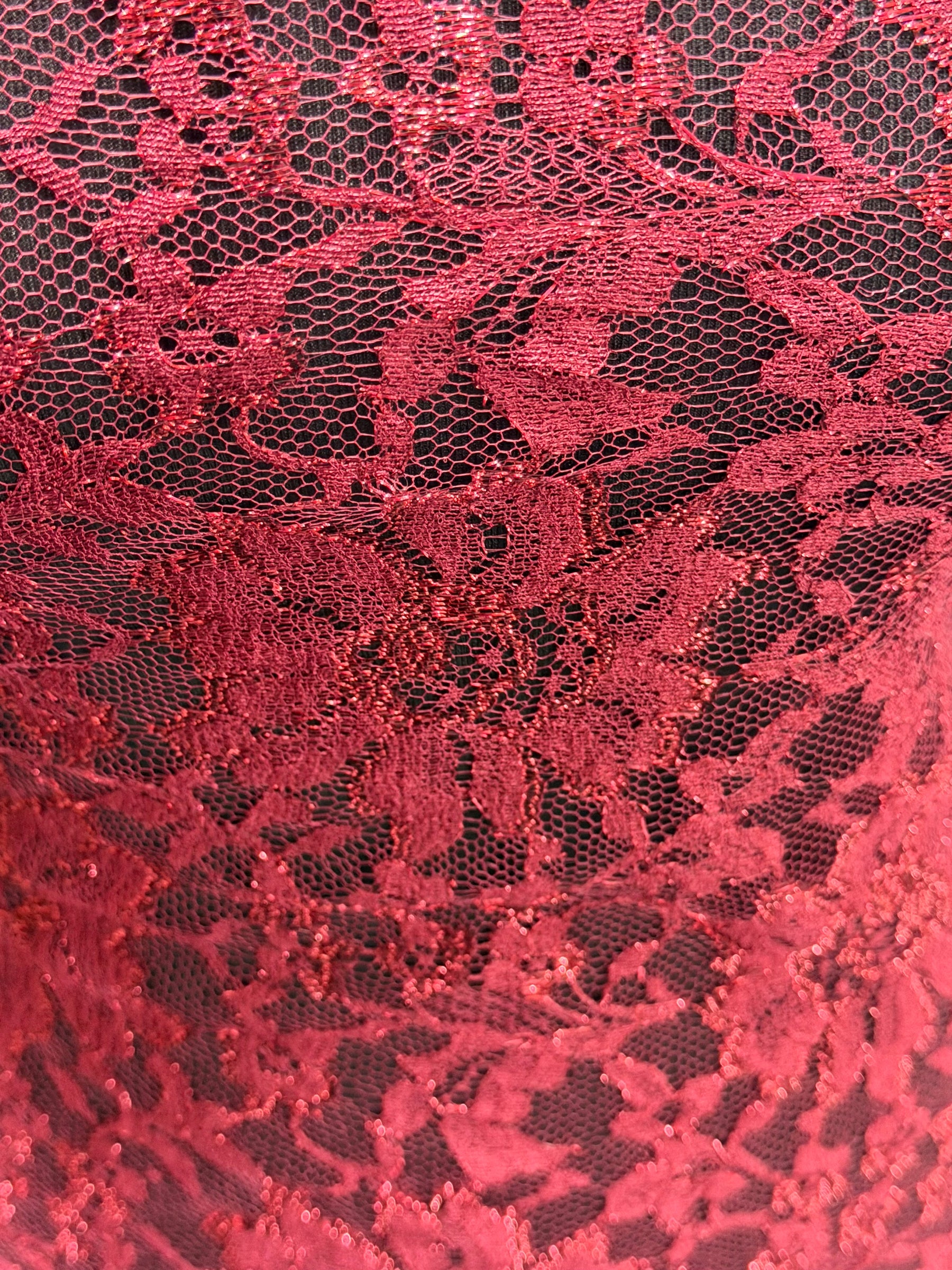 Red Metallic Chantilly Lace - P184
