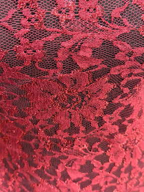 Red Metallic Chantilly Lace - P184