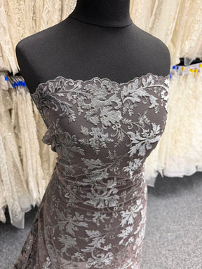 Grey Velvet Embroidery Lace - Madina