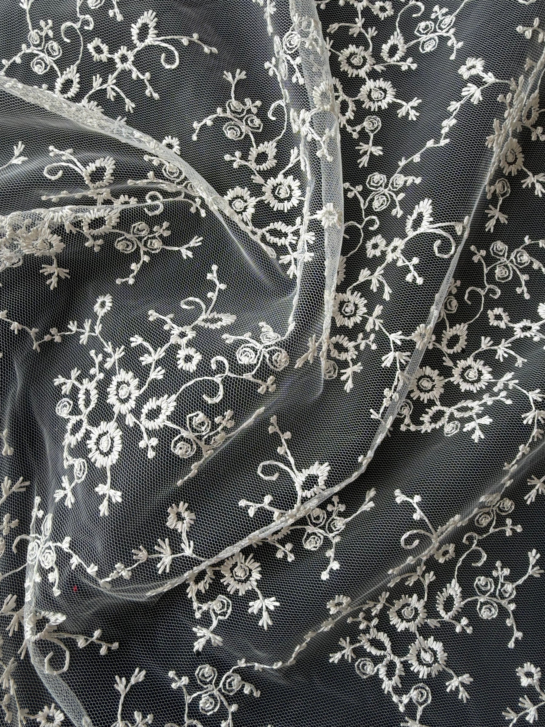 Shell Pink Embroidered Lace - P615