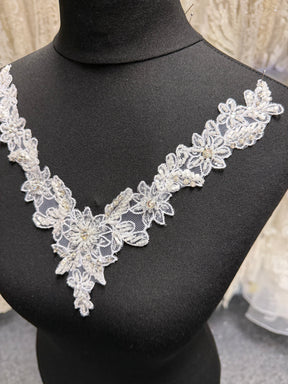 White Beaded Applique - T587