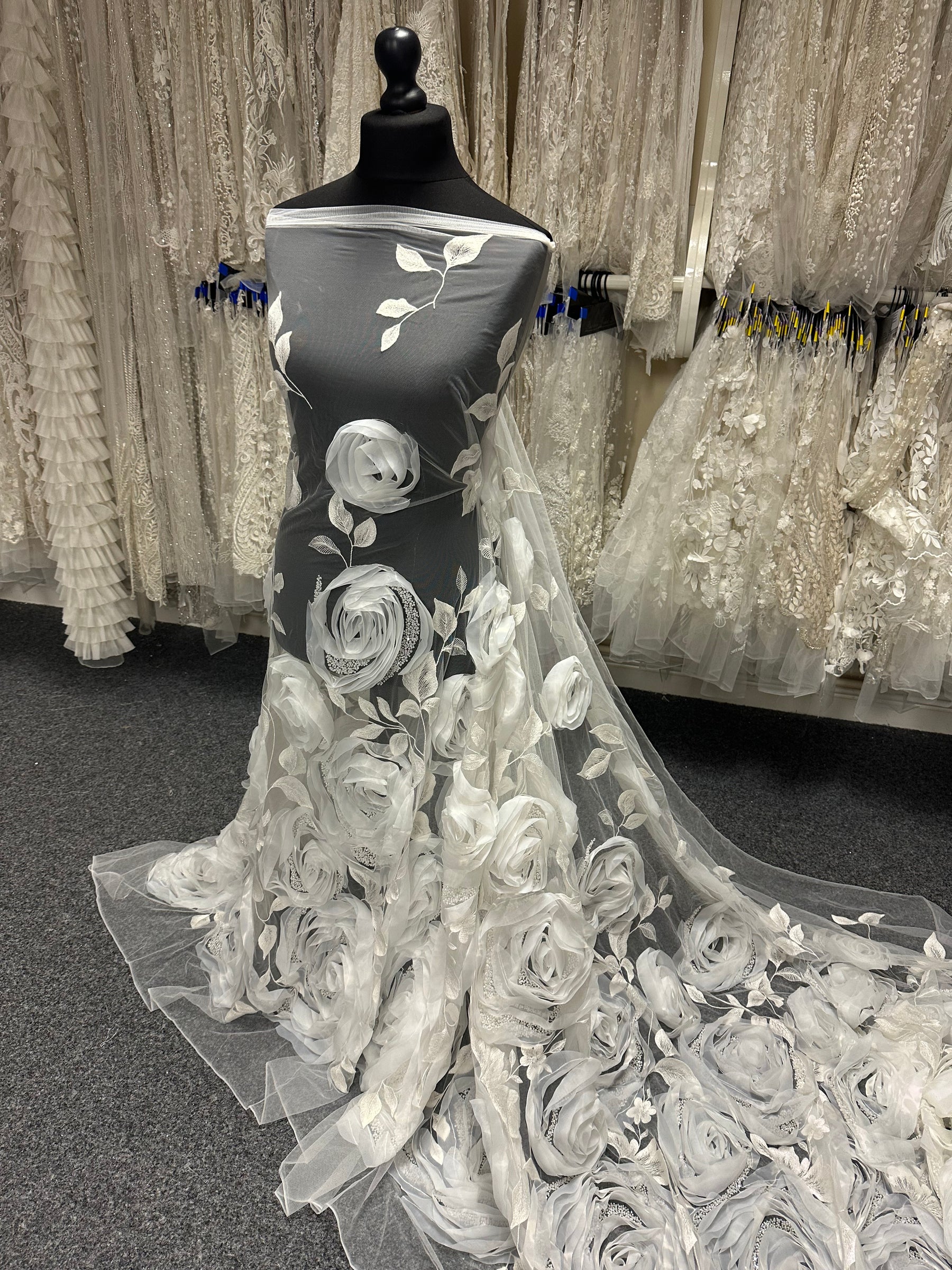 Ivory 3D Embroidered Lace - Asalla