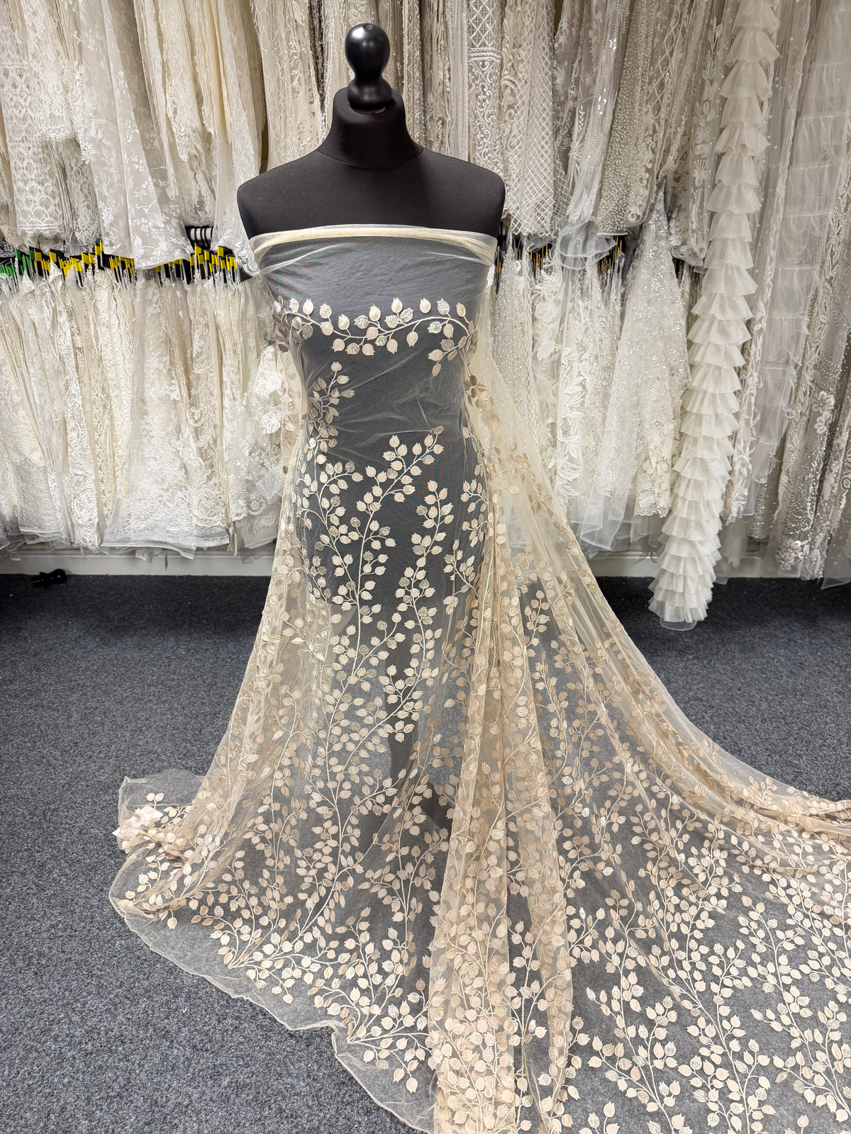 Champagne 3D Embroidered Lace - EB5034