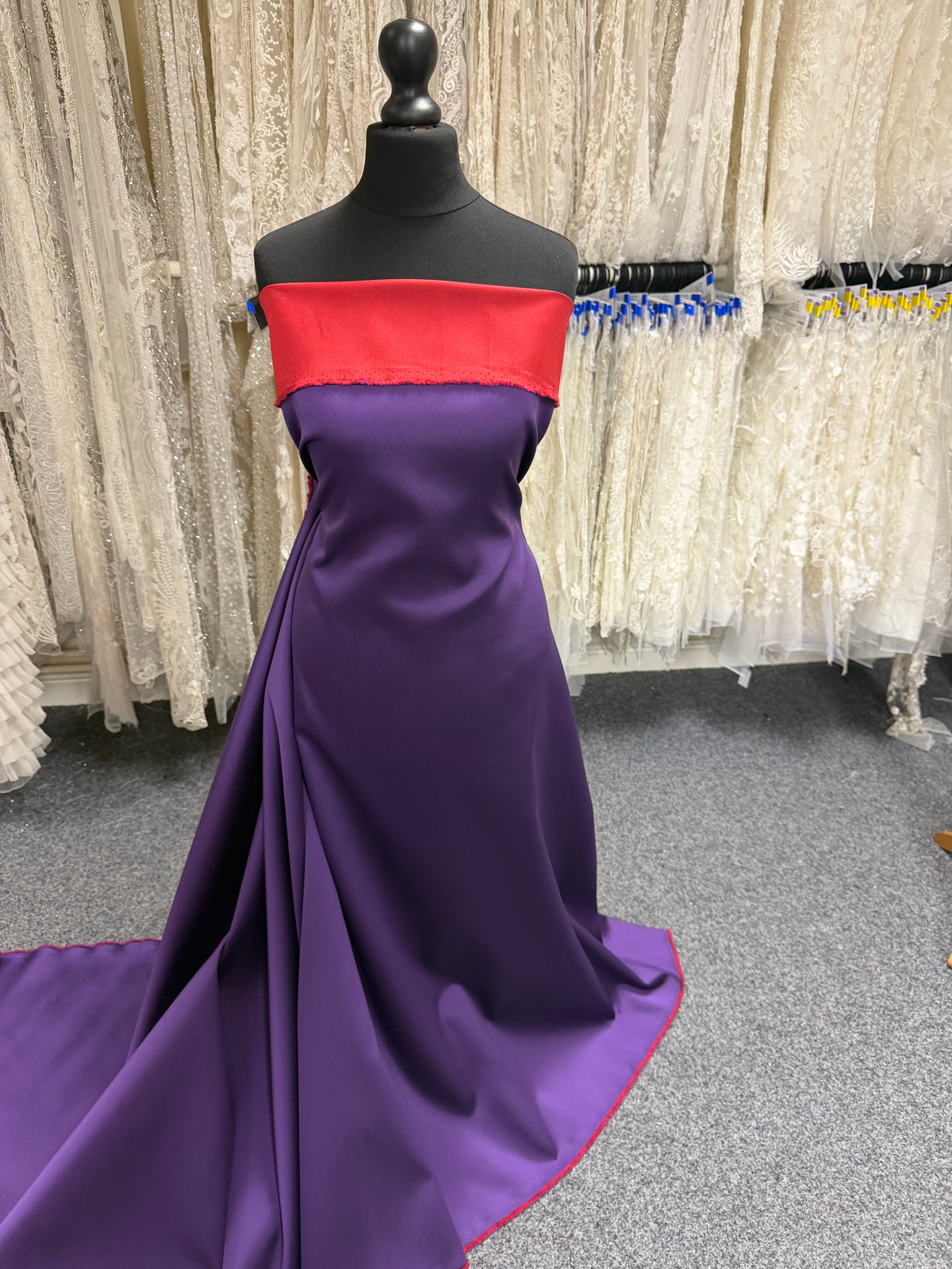 Red and Purple Double Sided Silk Blend Soft Mikado - P608