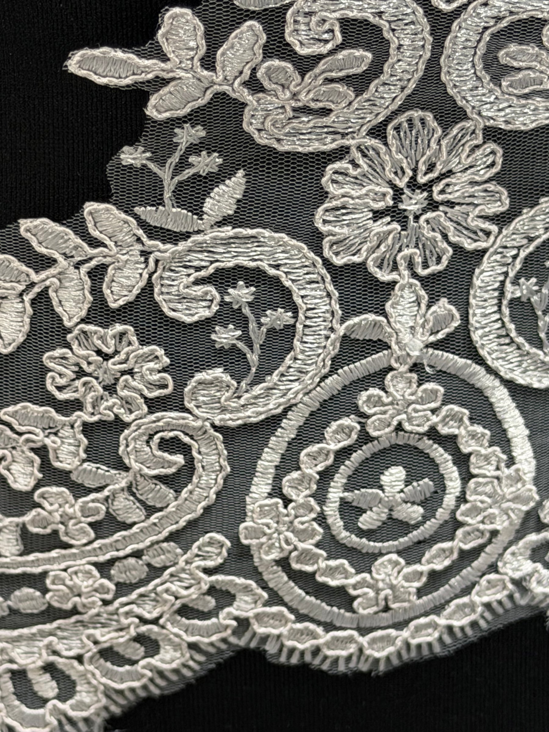 Grey Corded Lace Trim - T623